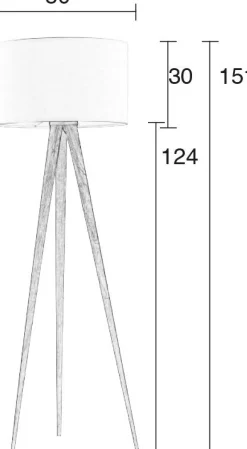 Clearance Zuiver Tripod Wood Vloerlamp White