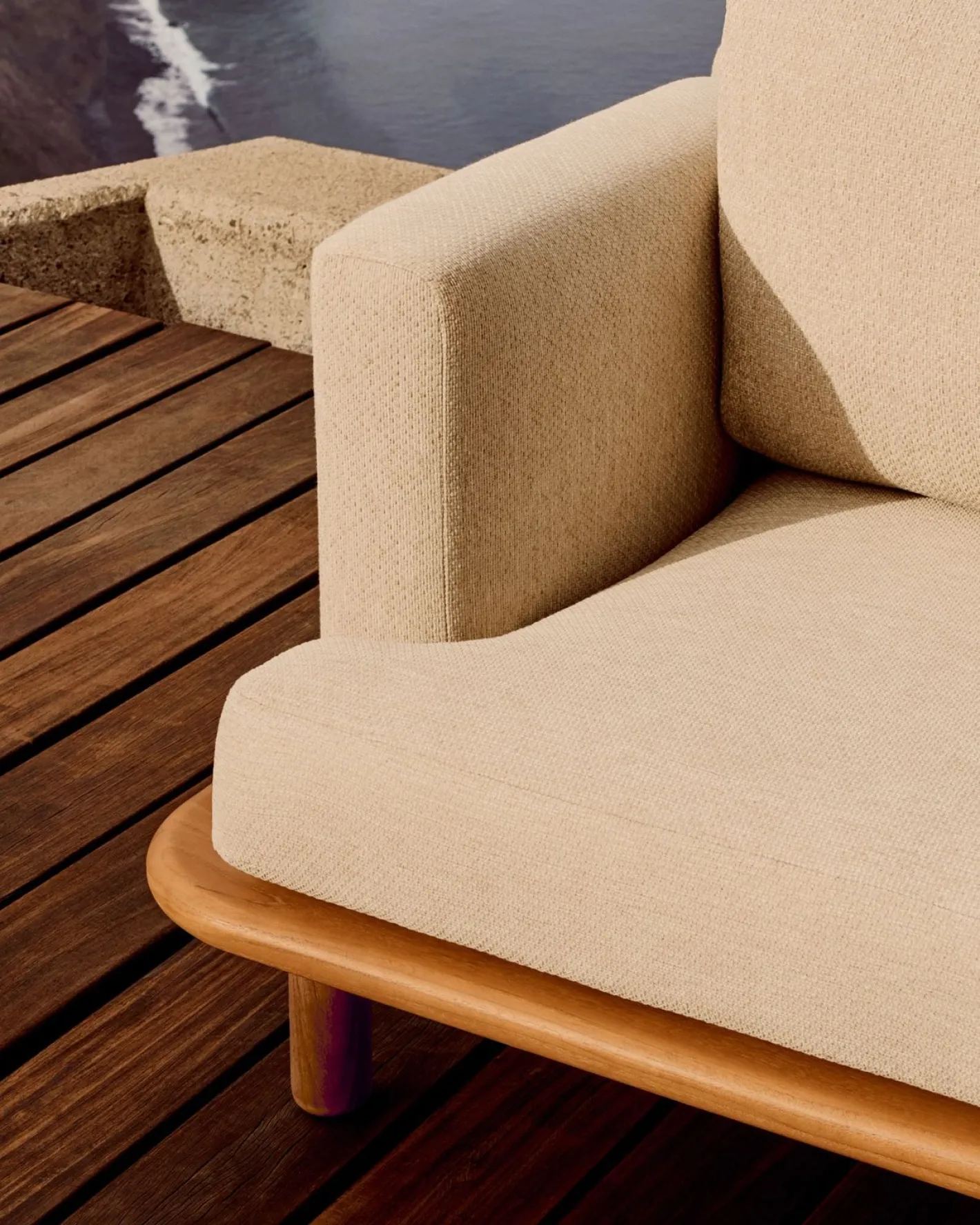 Clearance Kave Home Turqueta Outdoor 3-Zitsbank Bruin, Beige