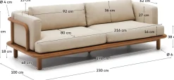 Clearance Kave Home Turqueta Outdoor 3-Zitsbank Bruin, Beige