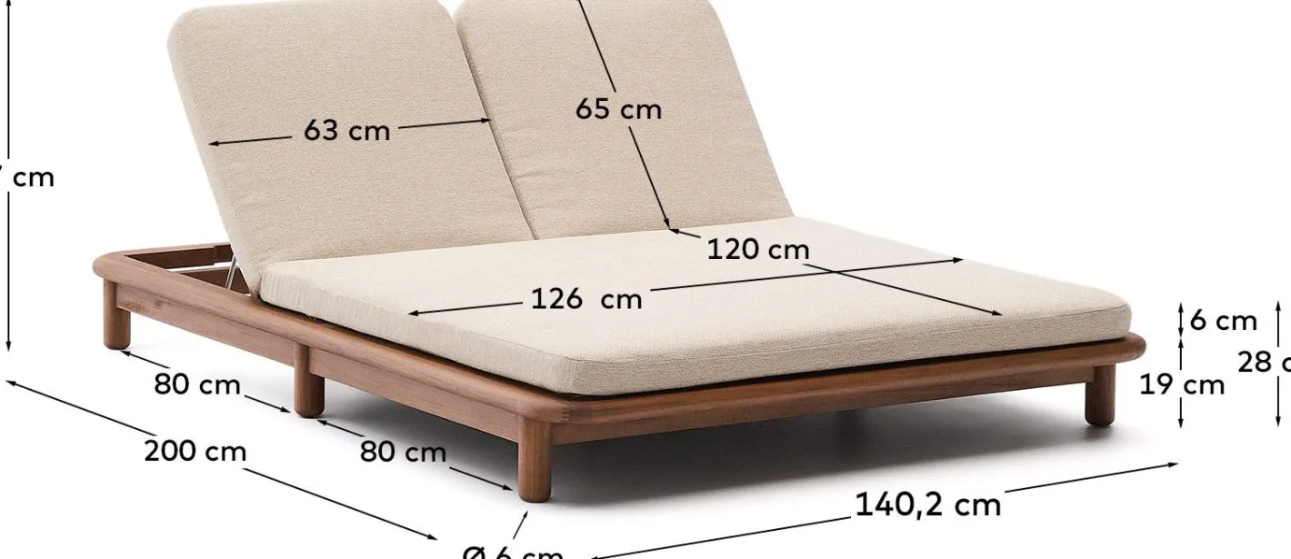 Best Kave Home Turqueta 2-persoons Ligstoel Bruin, Beige