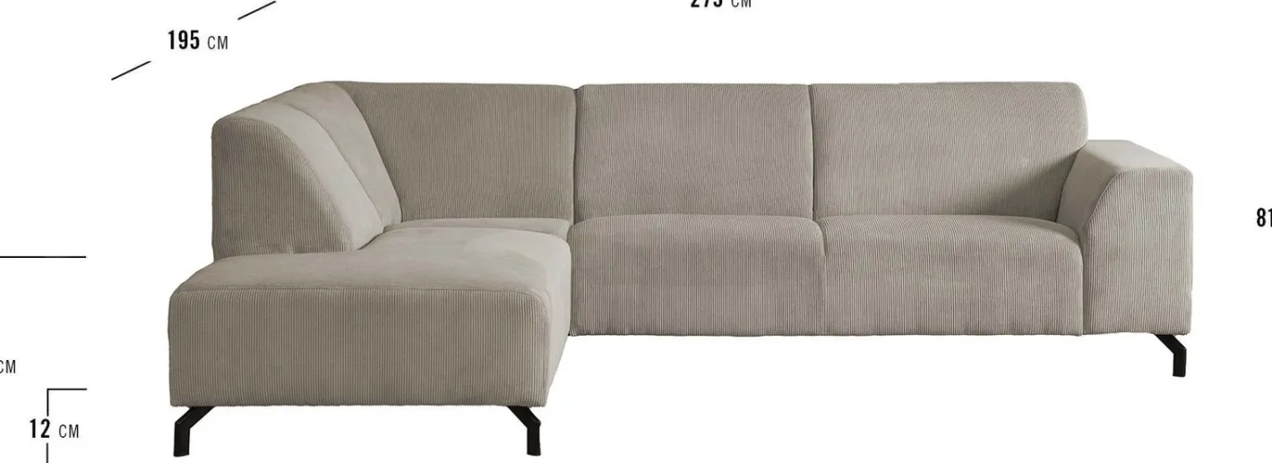 Outlet Eijerkamp Collectie Vince Links Hoekbank Shitake / Beige
