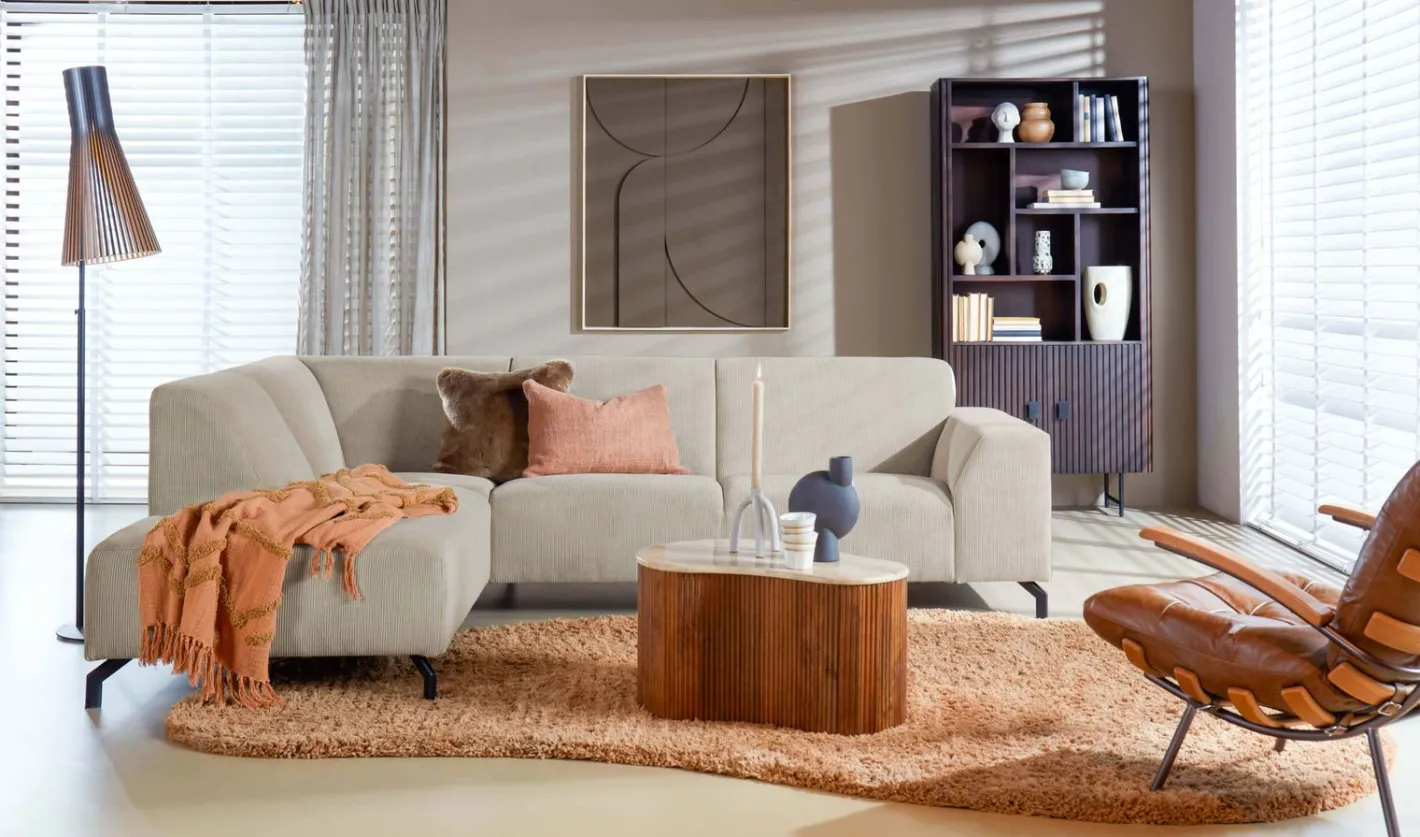 Outlet Eijerkamp Collectie Vince Links Hoekbank Shitake / Beige
