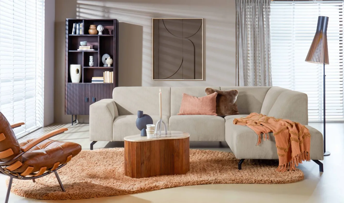 New Eijerkamp Collectie Vince Rechts Hoekbank Shitake / Beige