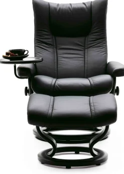 Stressless Wing Relaxfauteuil + Hocker Zwart