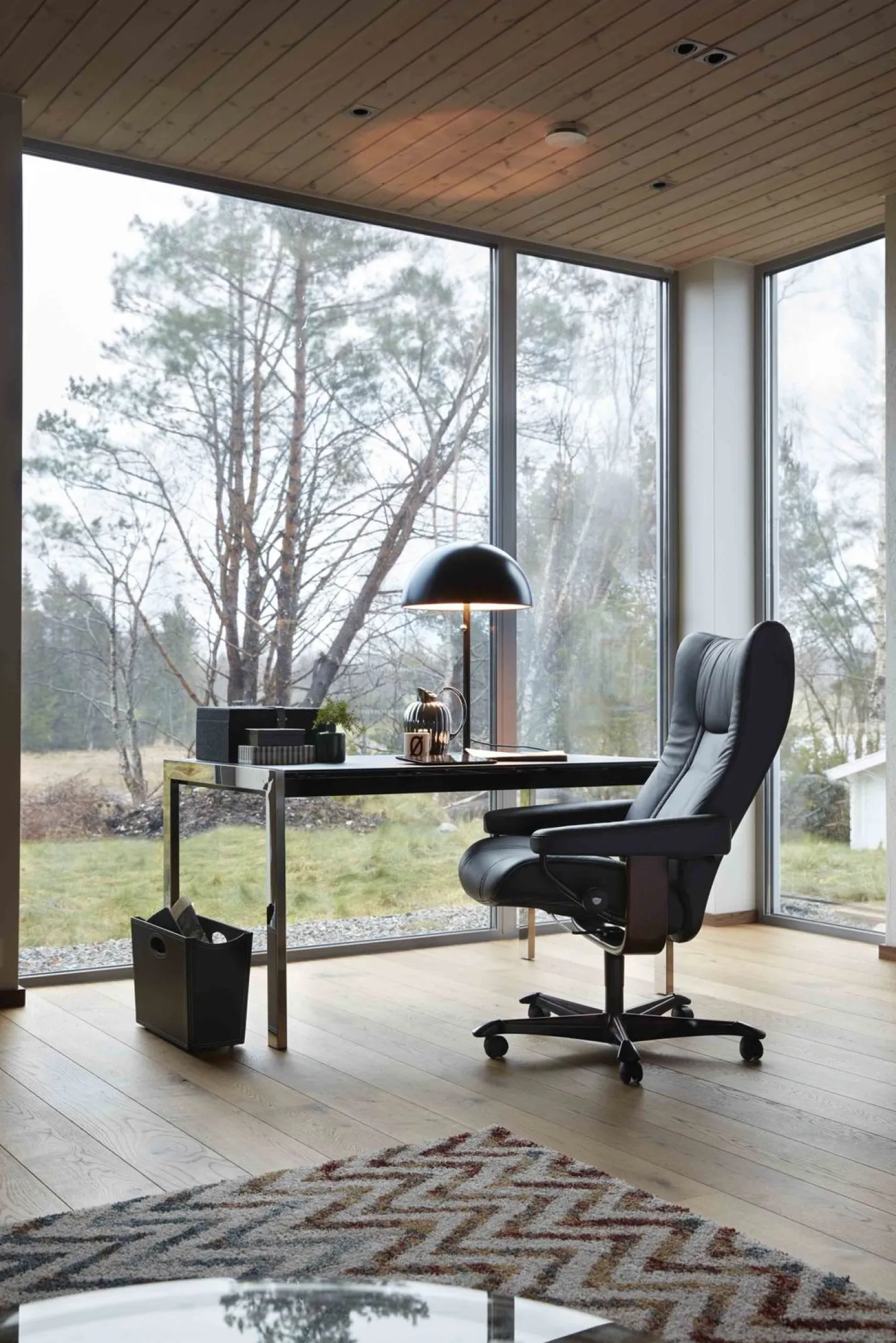 Stressless Wing Relaxfauteuil + Hocker Zwart