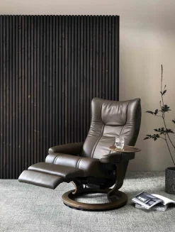 Stressless Wing Relaxfauteuil + Hocker Zwart