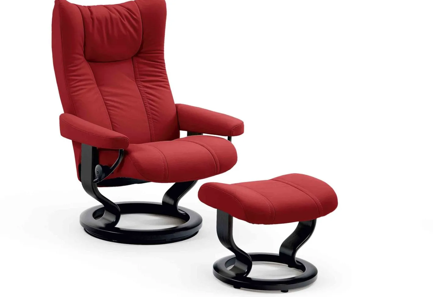 Stressless Wing Relaxfauteuil + Hocker Zwart