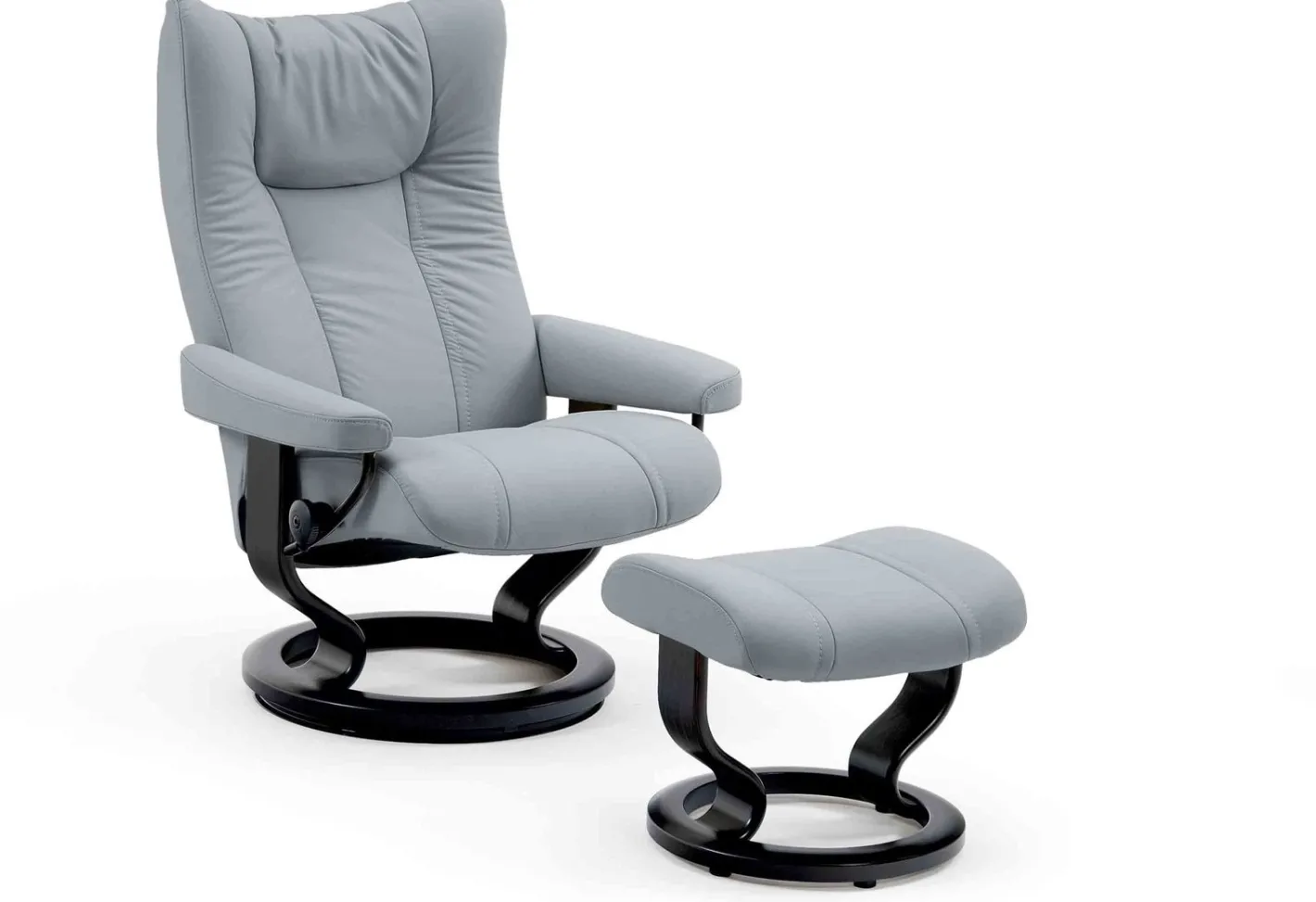 Stressless Wing Relaxfauteuil + Hocker Zwart