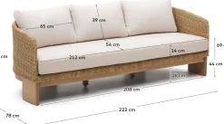 Outlet Kave Home Xoriguer Tuinbank Naturel, Wit