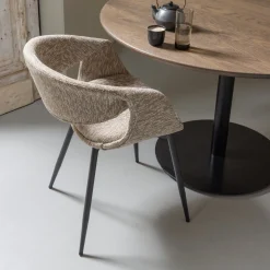 New WOOOD Yossi Zwart Metaal Eetkamerstoel Sand