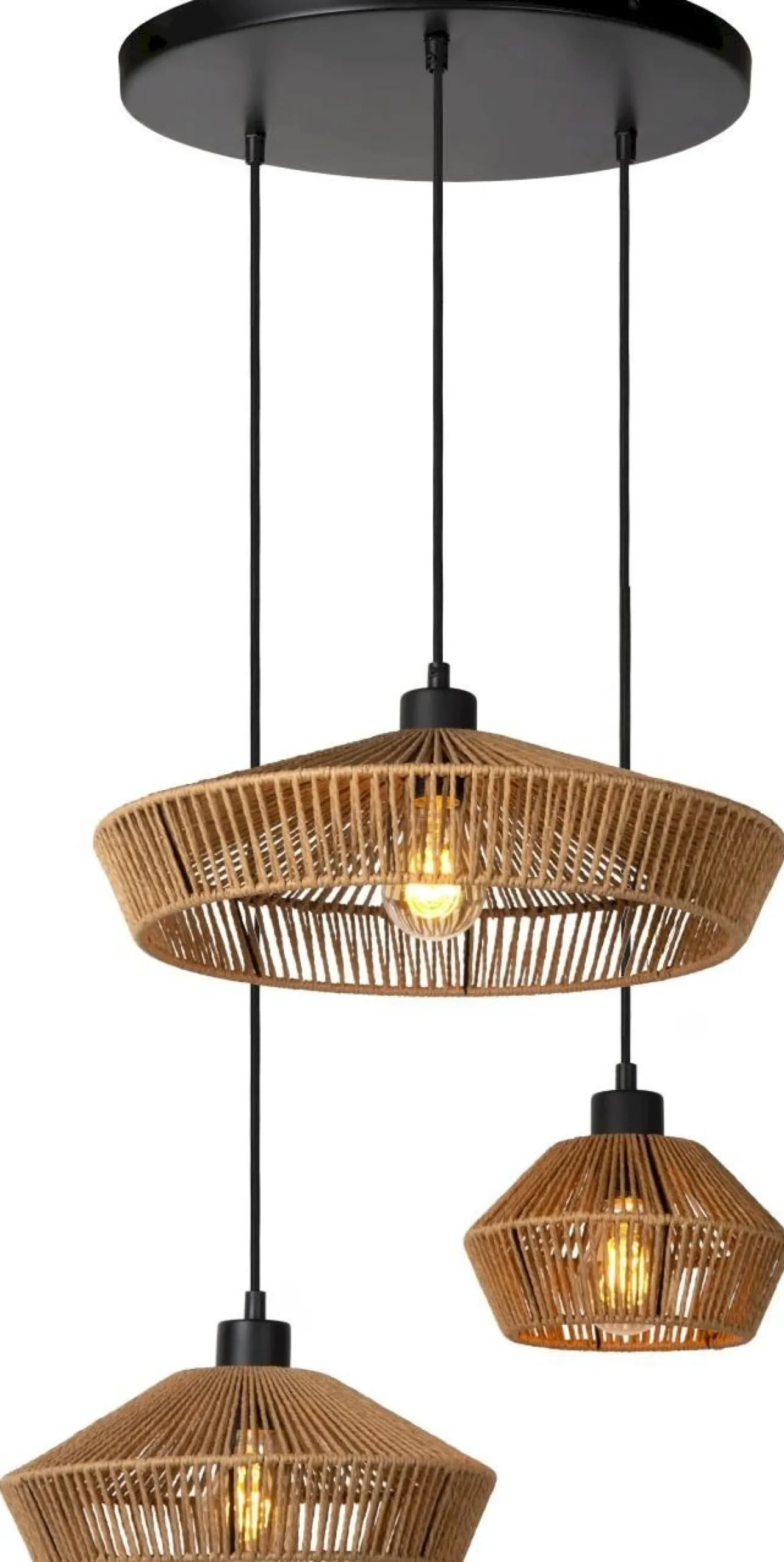 Outlet Lucide Yunkai Hanglamp Naturel, Zwart