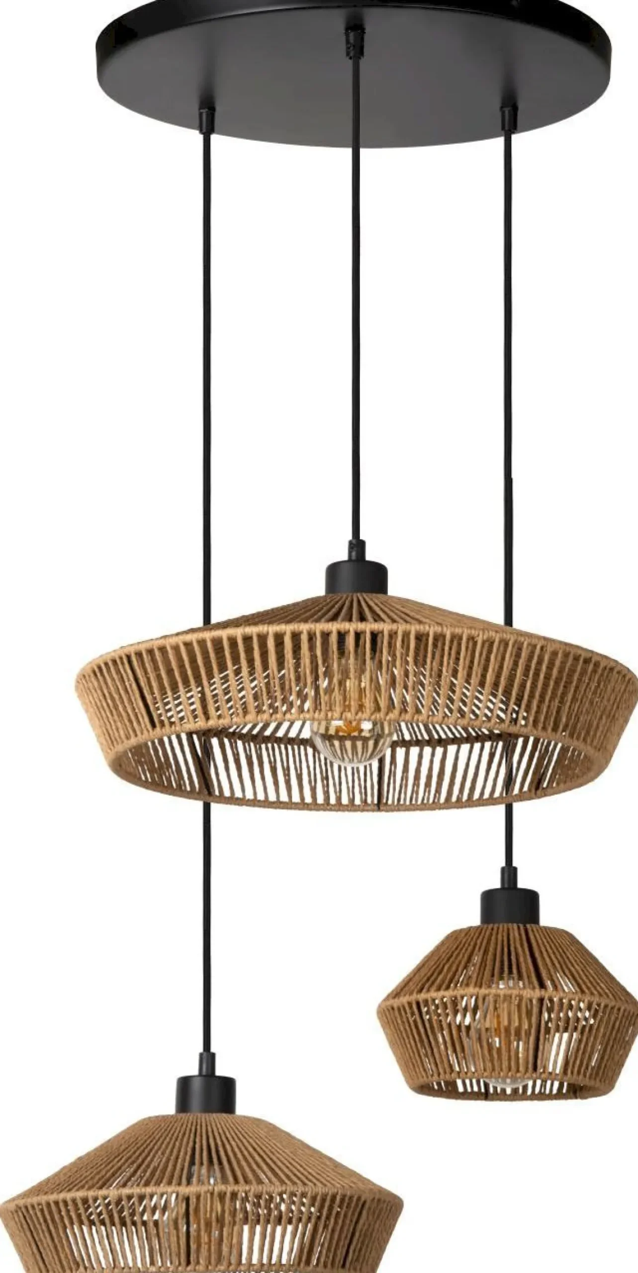 Outlet Lucide Yunkai Hanglamp Naturel, Zwart