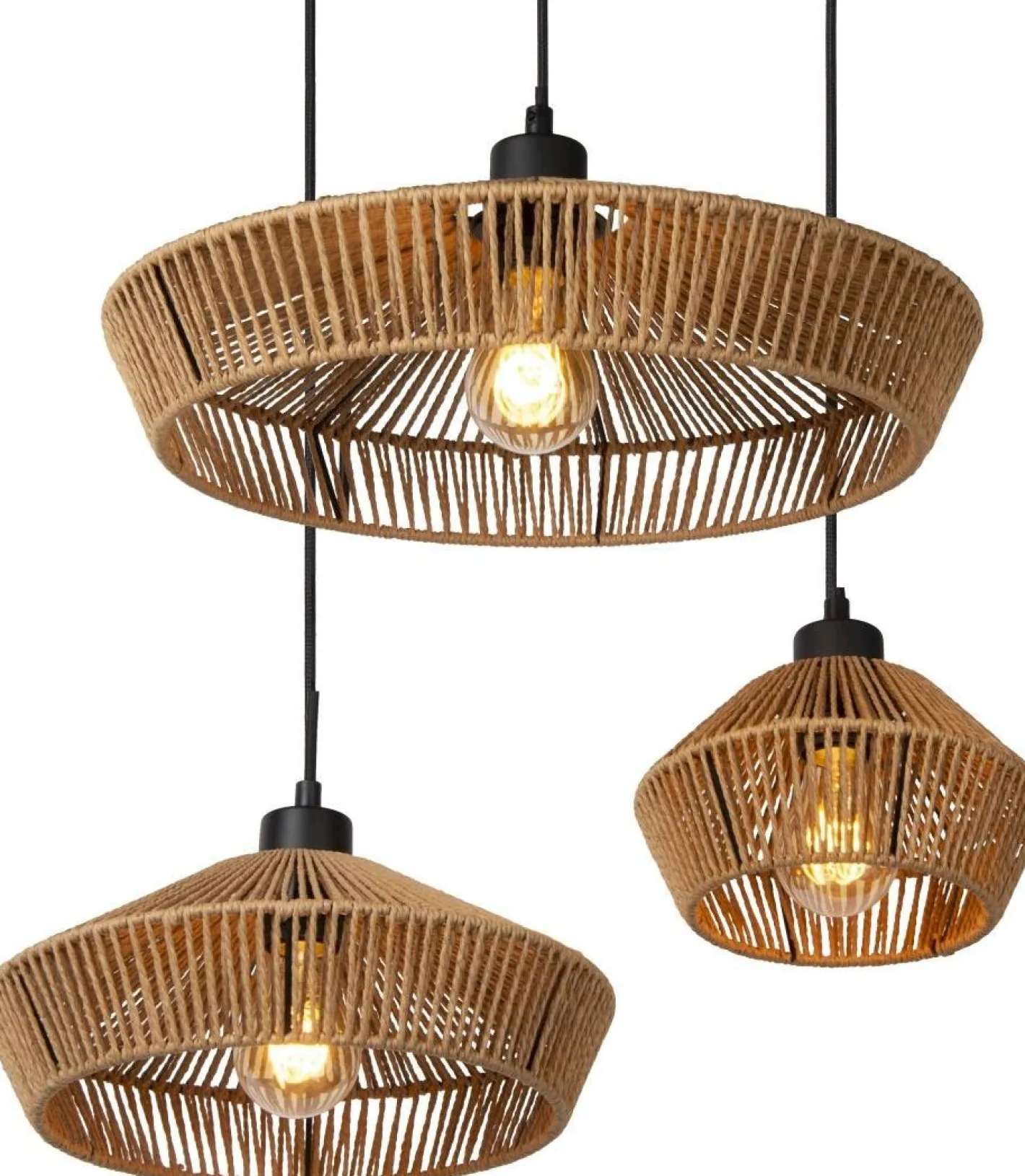 Outlet Lucide Yunkai Hanglamp Naturel, Zwart