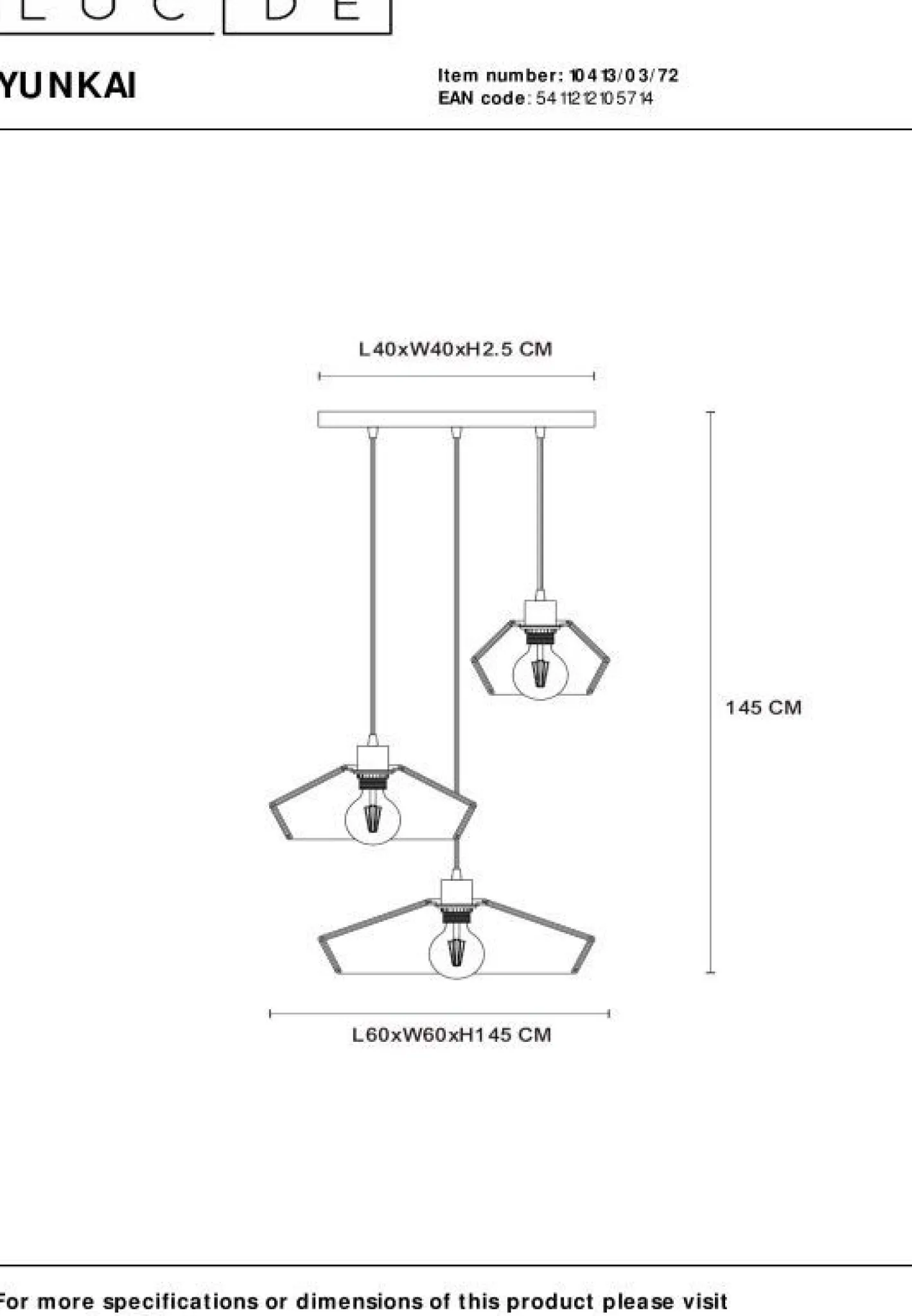 Outlet Lucide Yunkai Hanglamp Naturel, Zwart