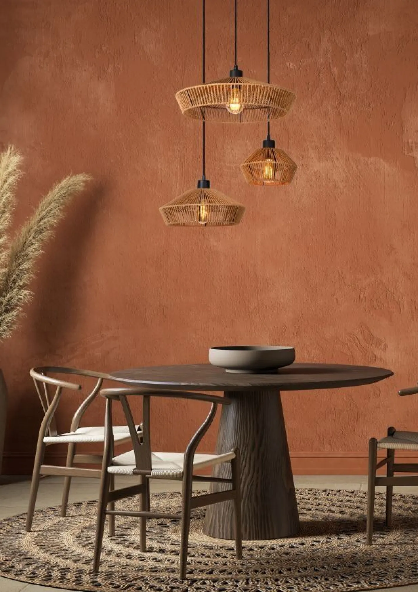 Outlet Lucide Yunkai Hanglamp Naturel, Zwart