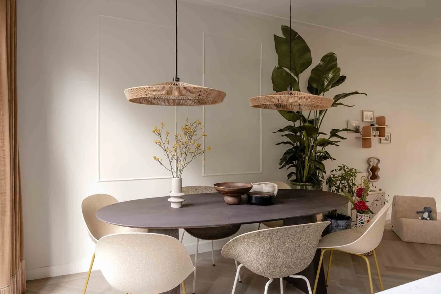 Lucide Yunkai Hanglamp Naturel, Zwart