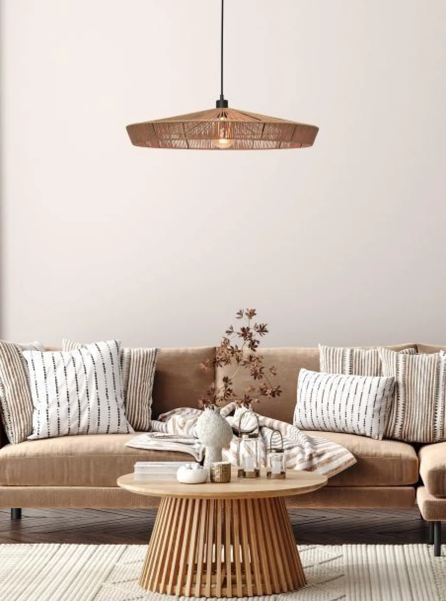 Lucide Yunkai Hanglamp Naturel, Zwart