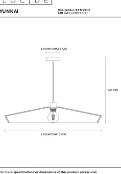 Lucide Yunkai Hanglamp Naturel, Zwart