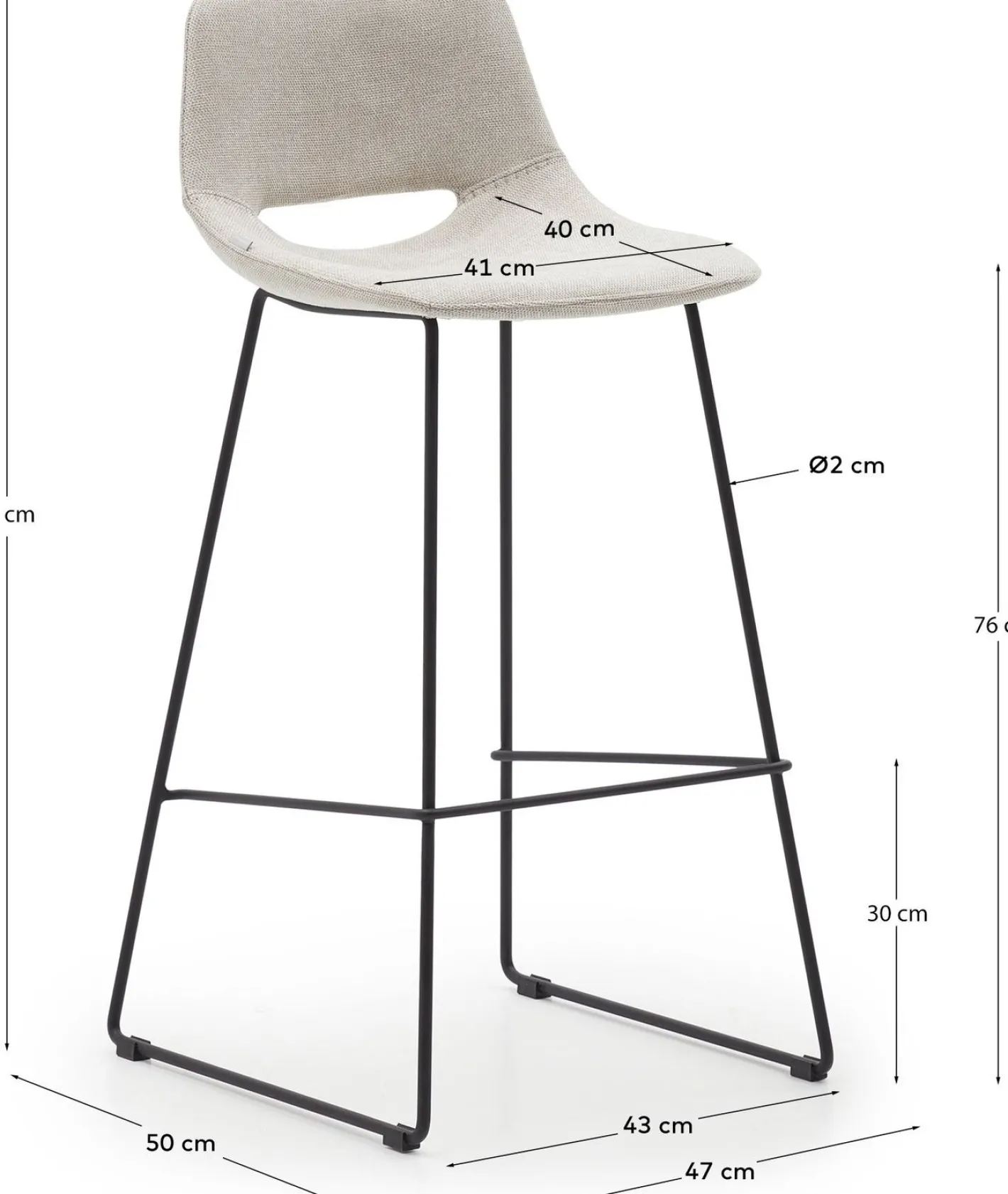 Clearance Kave Home Zahara Hoog Barstoel Beige