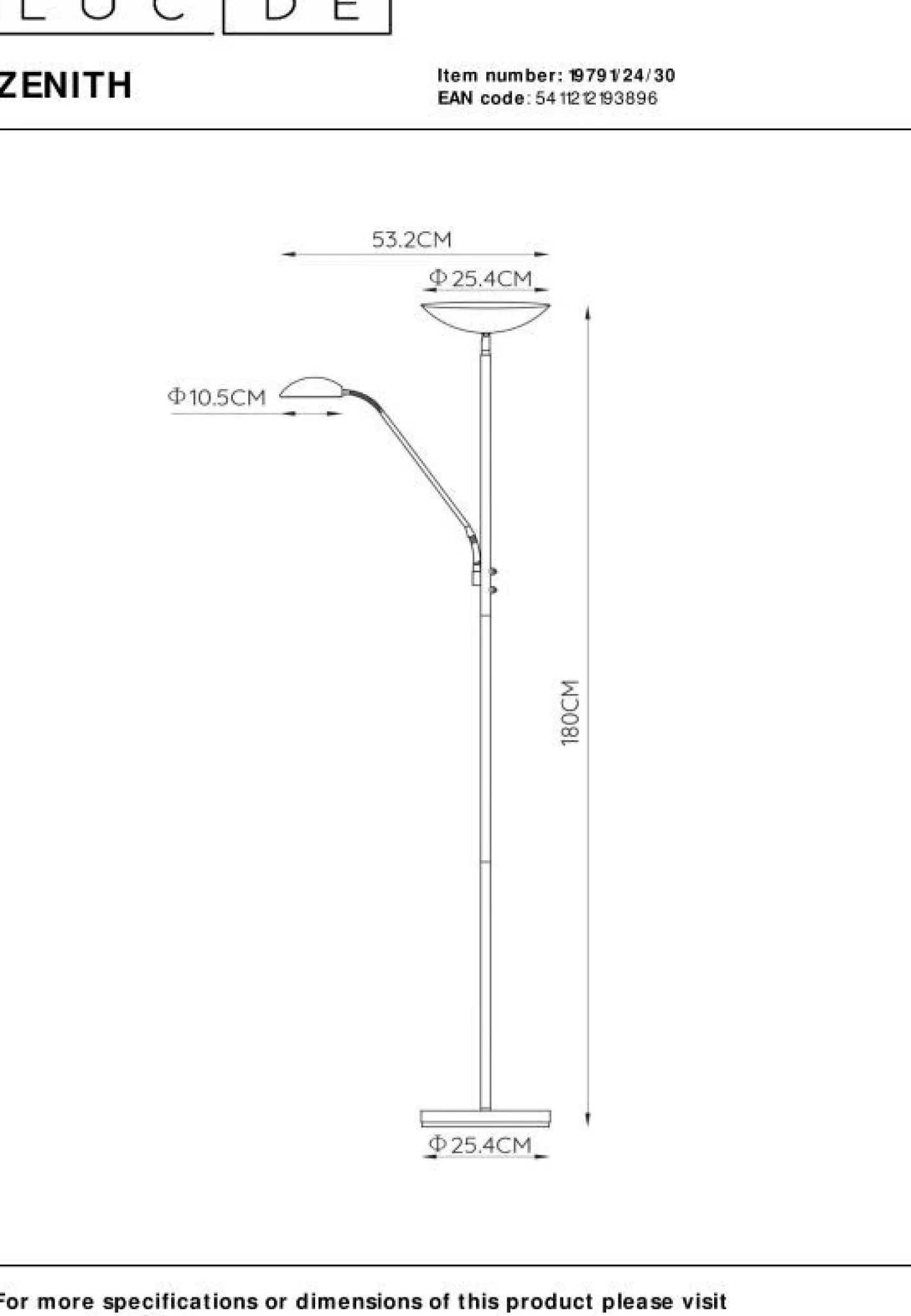 Online Lucide Zenith Vloerlamp Zwart