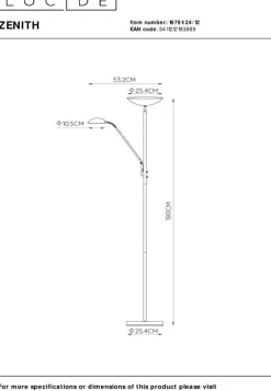 Outlet Lucide Zenith Vloerlamp Chroom