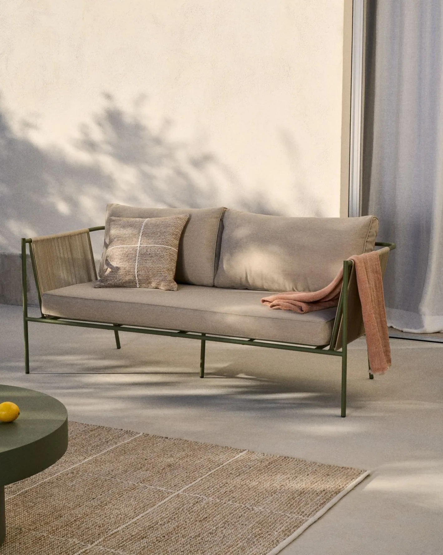 Hot Kave Home Zivia Outdoor 3-Zitsbank Groen, Beige