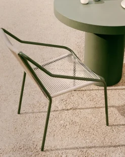 Kave Home Zivia Tuinstoel Donkergroen, Beige